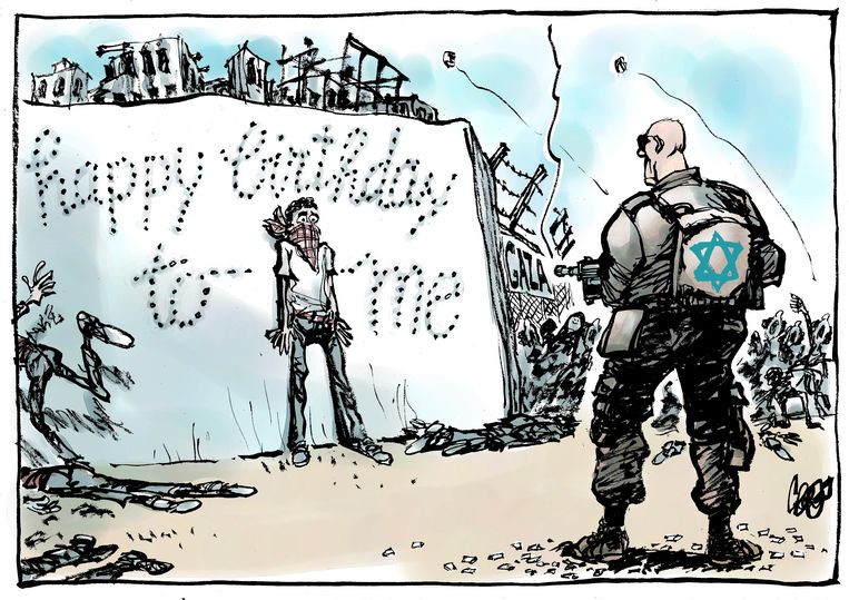 Het zijn klassieke antisemitische cartoons. Alleen had hoofdredacteur Julius Streicher van Der Stürmer ze geweigerd: te slecht getekend en te weinig humor. En je tekent de joden nog veel te sympathiek, herr Collignon