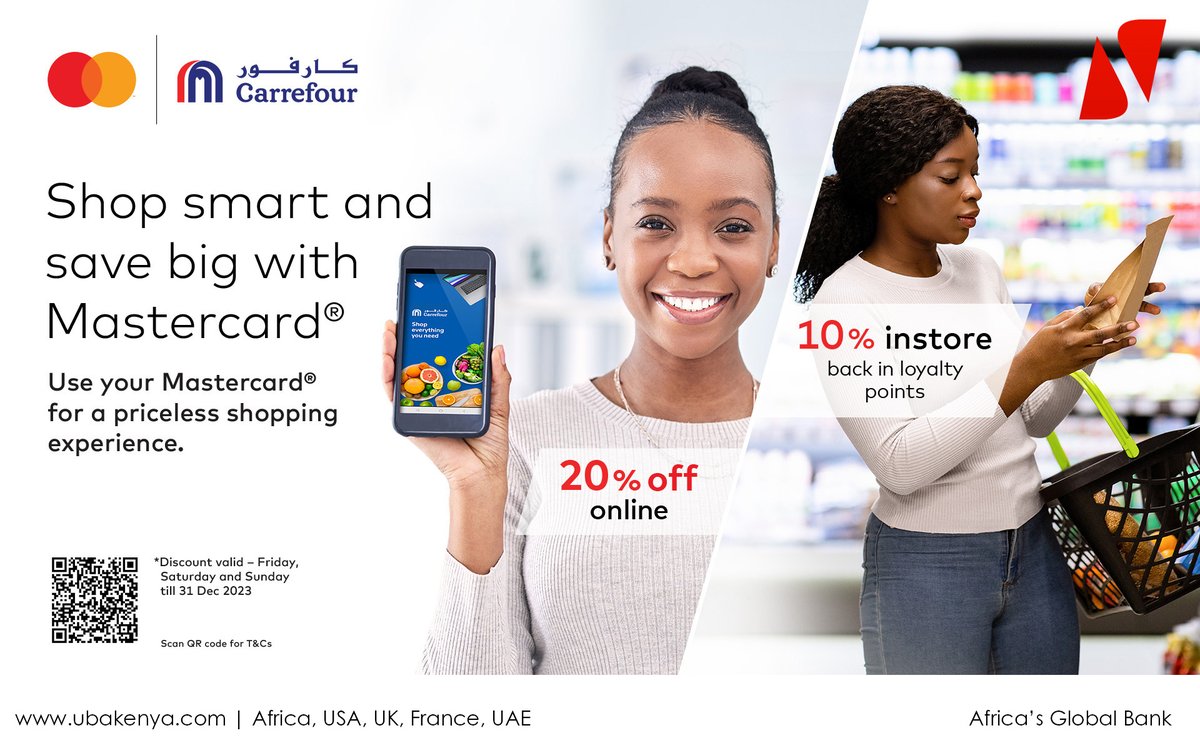 UBA_KE's tweet photo. Indulge in a weekend of fantastic savings with your UBA Mastercard! 📷📷 Don't miss out on our incredible offers available this Friday, Saturday, and Sunday. Grab your card and treat yourself to unbeatable deals! 📷📷
#UBAMastercard
#WeekendSavings
#AmazingOffers" https://t.co/JjpJ8fAxeQ