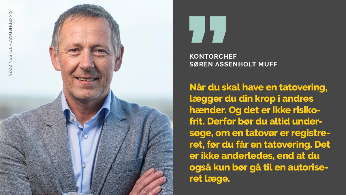 Sikkerhedsstyrelsen (@sik_dk) on Twitter photo Tatoveringer er ikke risikofri, og bruger man en registreret tatovør, mindsker man risikoen for at få en infektion med i prisen. Læs mere om, hvorfor man altid bør vælge en tatovør fra vores tattooregister: sik.dk/nyheder/skal-d… Tatoveringer er ikke risikofri, og bruger man en registreret tatovør, mindsker man risikoen for at få en infektion med i prisen. Læs mere om, hvorfor man altid bør vælge en tatovør fra vores tattooregister: sik.dk/nyheder/skal-d…