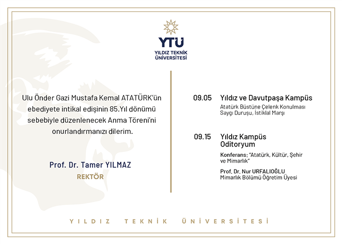 10 Kasım, Gazi Mustafa Kemal Atatürk'ü saygı, minnet ve özlemle anıyoruz. Onun liderliğindeki vizyon ve devrimler, bugün bile bize ışık tutuyor. Cumhuriyetimizin kurucusu olan Büyük Önder'i saygıyla anıyor, ilkelerine olan bağlılığımızı bir kez daha yineliyoruz. #10Kasım #Atatürk