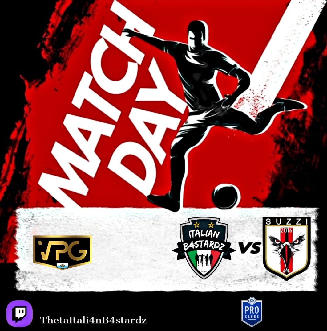 🔹MATCHDAY🔹
🔜 Questa sera!

🗓 5a Giornata 
🏆 <a href="/VPGSanMarino/">Virtual Pro Gaming San Marino 🇸🇲</a>
🕥 23:20
🆚 <a href="/OfficialSuzzi/">SuzziOfficial</a>

#ForzaItali4nB4stardz
<a href="/pctransfermarkt/">🇮🇹 PRO CLUBS TRANSFERMARKT🔍</a> <a href="/tanadelproclub/">La Tana del ProClub</a> <a href="/vGamesRT/">vGamesRT 🔄</a> <a href="/KickOff_ProClub/">Kick-Off</a> @RT_NoLimits <a href="/RTproclub/">𝚁𝚃𝚙𝚛𝚘𝚌𝚕𝚞𝚋</a> <a href="/ReTweet_VPC/">ReTweet_VPC</a>