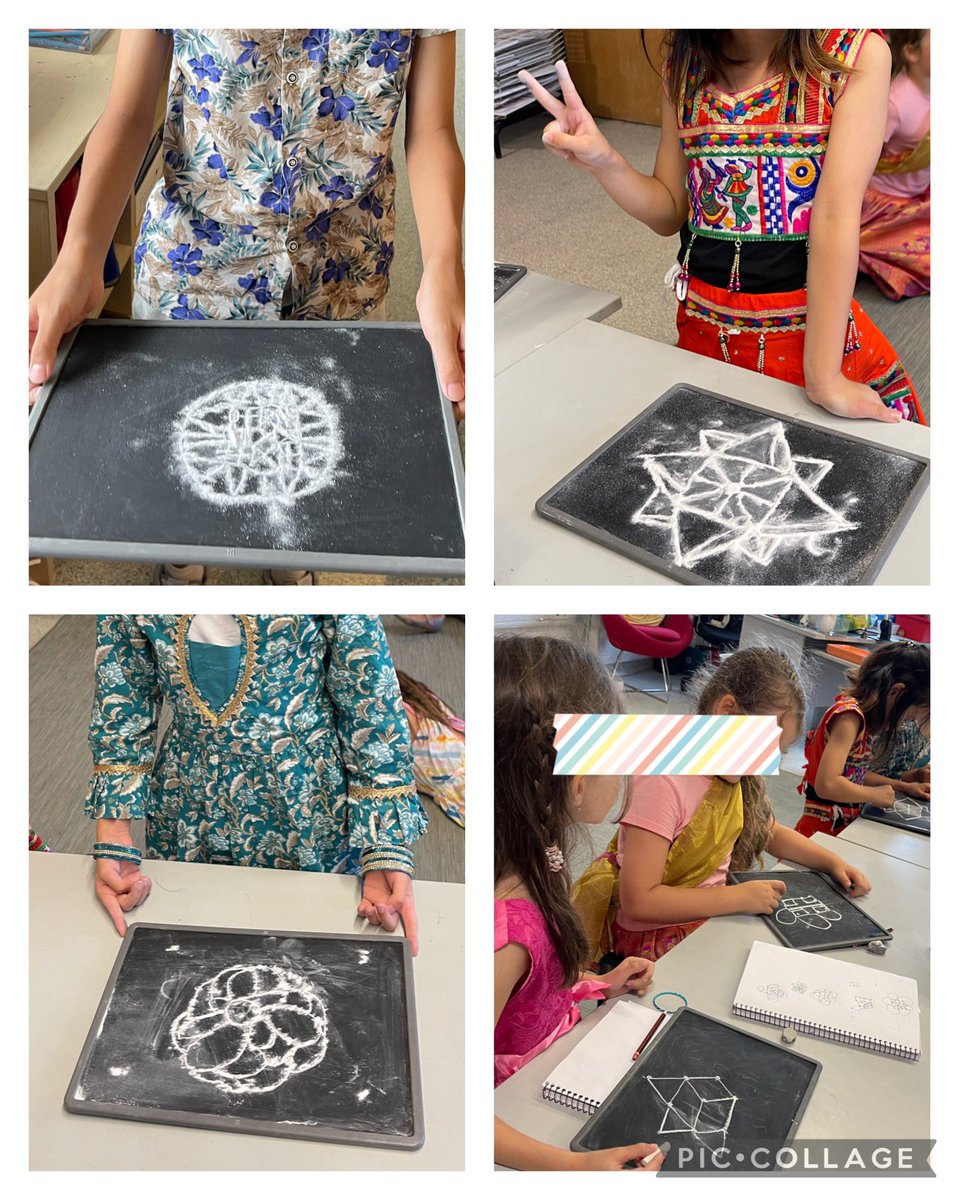 A bit of discussion on how math & art are connected, geometry, symmetry, dose of chat and laughter and such amazing attempts by my g3 artists to create symmetrical kolam patterns made it a calm yet fun, engaging art session to end the day of #deepavali celebrations at #SAISrocks