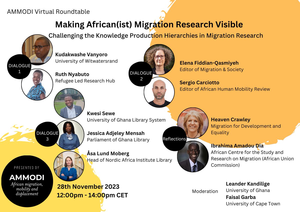 How can African migration research(ers) become more visible? Discuss these strategies with great scholars, editors and librarians at our AMMODI online roundtable on 28 Nov. Register here: arnold-bergstraesser.de/en/ammodi-virt…
