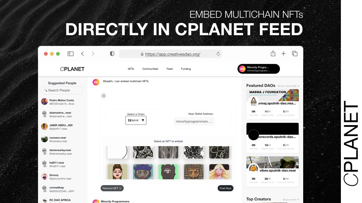 genadrop's tweet image. Also embed multi-chain NFTs directly in posts #BOS