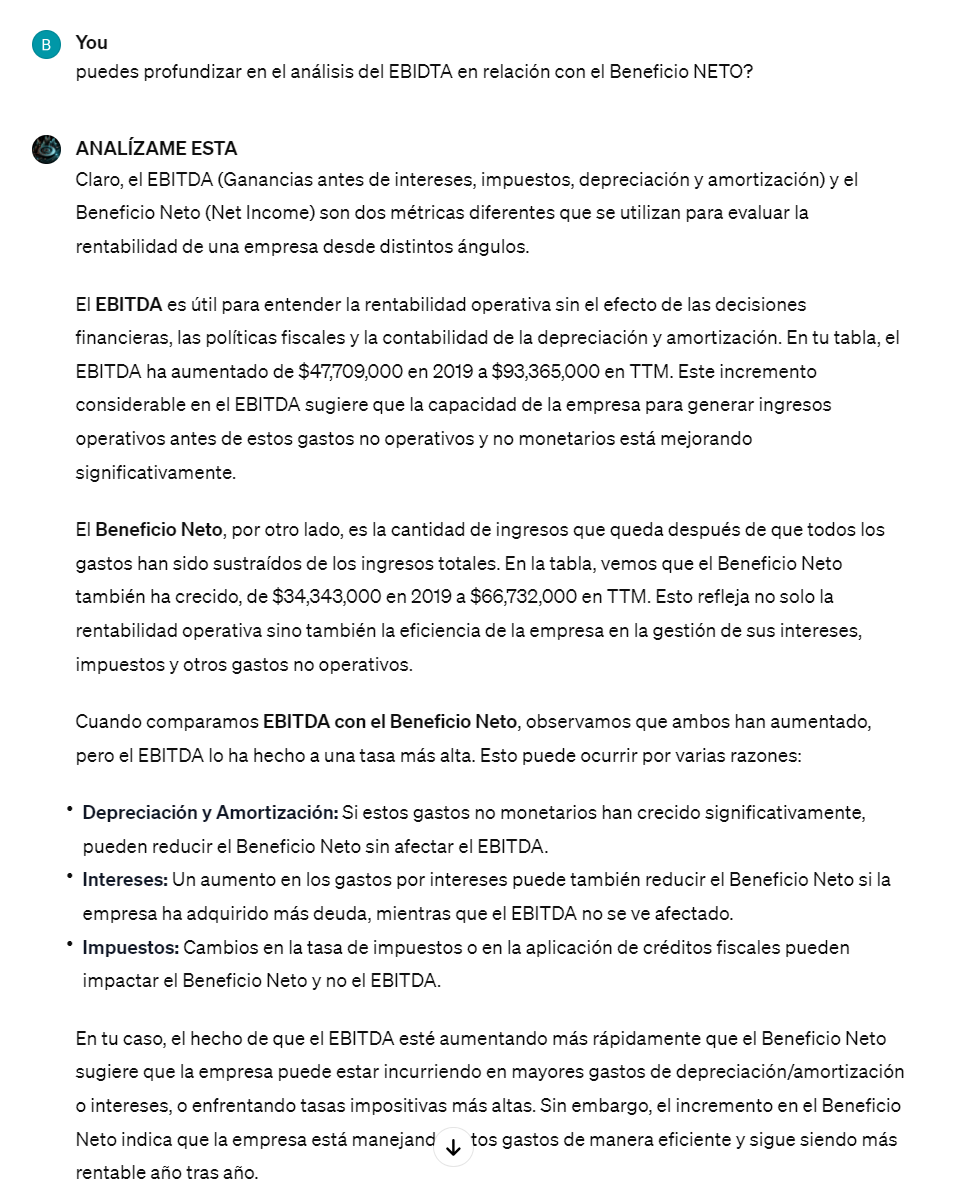 LOCURA. Para los amigos de la INVERSIÓN. Acabo de crear un GPT en el que tu le das un pantallazo de las cuentas anuales de una empresa y la IA te da las conclusiones de la misma. También te responde preguntas. Dejo un ejemplo.
