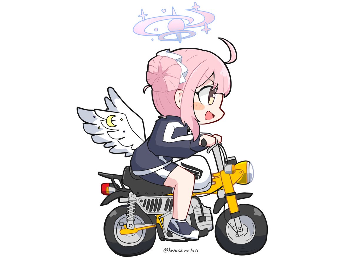 mika (blue archive) 1girl halo solo white wings ground vehicle wings hair bun  illustration images