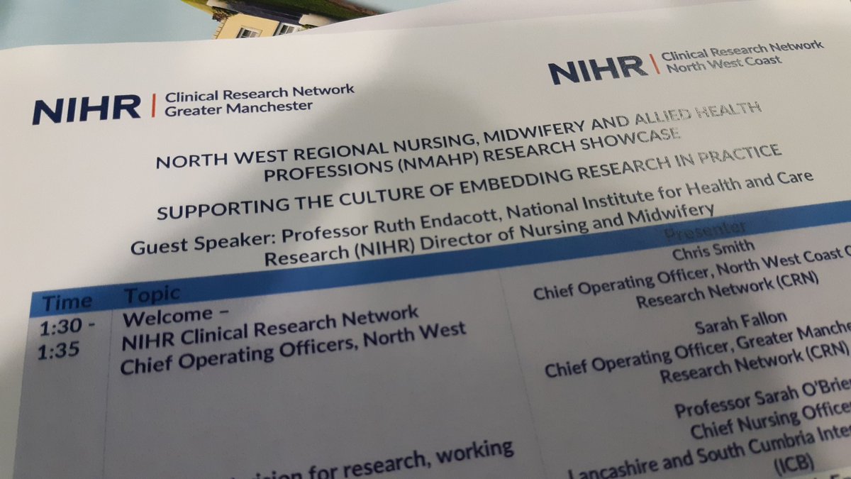 Inspirational day at NW Regional NMAHPs Research Showcase with @ruthendacott. Still time to come and talk to me and @Mogsymoo about opportunities and training to build research capacity. @arc_nwc @NIHRcommunity @NIHRCRN_nwcoast @NIHRCRN_gman #NursingMidwifery
