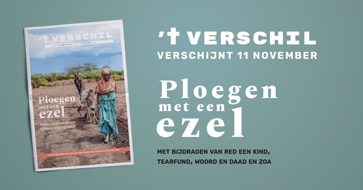 Charlotte Ariese (@ariesecharlotte) on Twitter photo ''Ploegen met een ezel''. Dat is de titel van de nieuwe editie van 't Verschil. Zaterdag valt 'ie op de mat. Hierin vertellen <a href="/Prismaweb_org/">Prisma</a> leden <a href="/redeenkind/">Red een Kind</a>, <a href="/TearfundNL/">Tearfund NL</a>, <a href="/WoordenDaad/">Woord en Daad</a> en <a href="/ZOA_nl/">ZOA Netherlands</a> over het werk dat zij doen in een veranderend #klimaat. Van harte aanbevolen! ''Ploegen met een ezel''. Dat is de titel van de nieuwe editie van 't Verschil. Zaterdag valt 'ie op de mat. Hierin vertellen <a href="/Prismaweb_org/">Prisma</a> leden <a href="/redeenkind/">Red een Kind</a>, <a href="/TearfundNL/">Tearfund NL</a>, <a href="/WoordenDaad/">Woord en Daad</a> en <a href="/ZOA_nl/">ZOA Netherlands</a> over het werk dat zij doen in een veranderend #klimaat. Van harte aanbevolen!