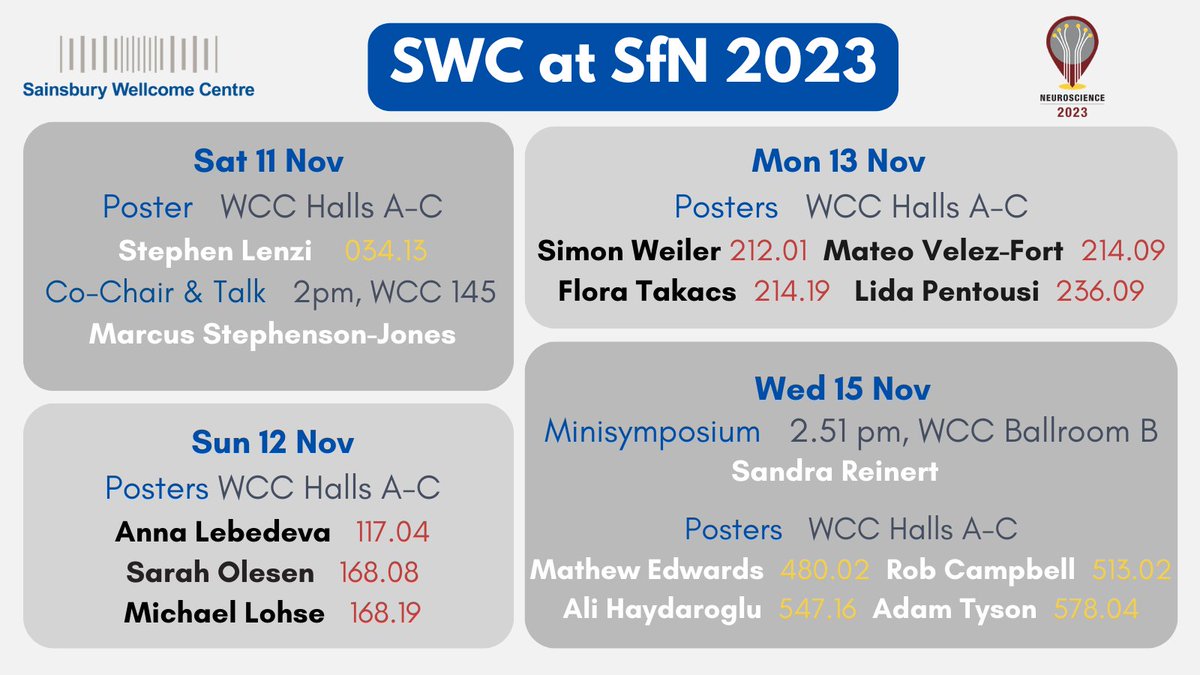 Will you be at #SfN23? Stop by our posters and talks! Stay tuned for more details 👀 @SfNtweets