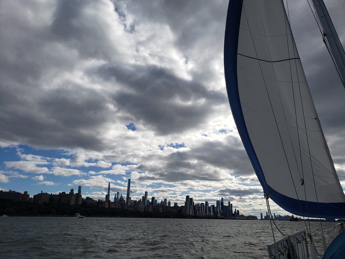 Seeing New York and the statue of liberty from the water has always been a dream of ours. The wind was blowing around 30 knots today so that combined with the non stop ferry boats made things interesting. The sights totally made up for it though. #NewYork #sailing #sail #sailboat