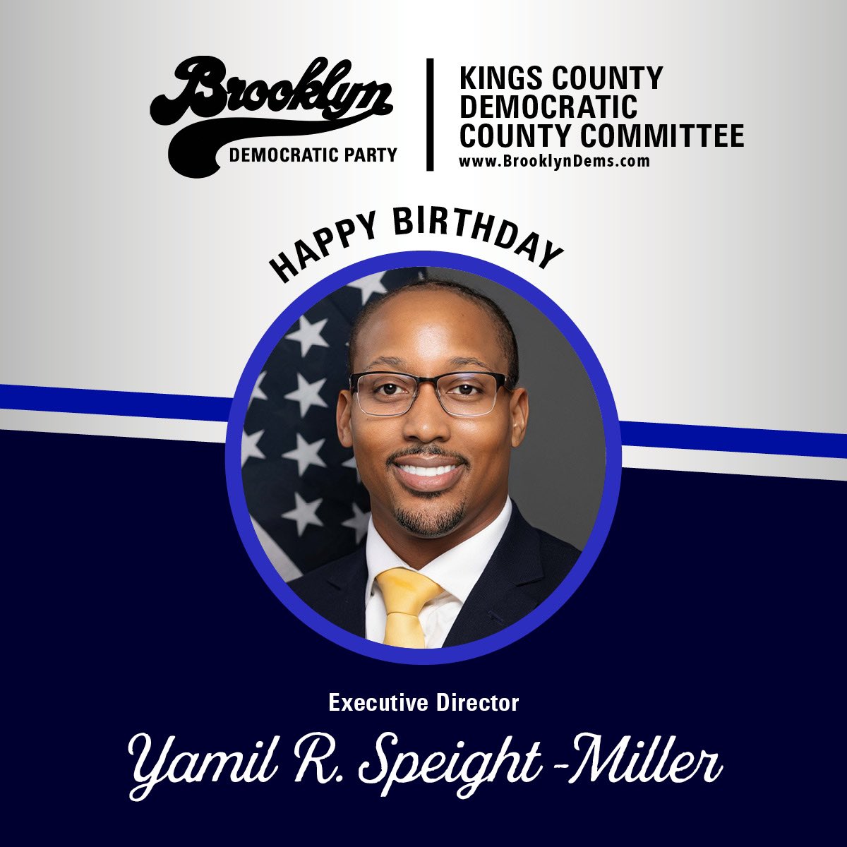Wishing a very happy #birthday to <a href="/bkdems/">Kings County Democratic County Committee</a> Executive Director Yamil Speight-Miller🎂🎉

The Brooklyn Democratic Party wishes you another happy, healthy and successful year ahead!

We’re grateful for your dedicated and driven leadership uplifting #Brooklyn. Cheers, @yamilz!
