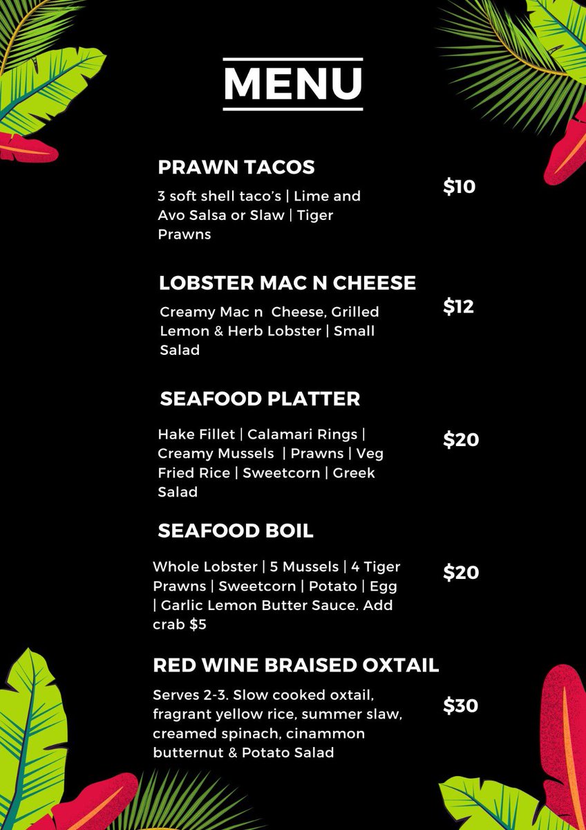 Good afternoon beautiful people! Here’s our menu for the weekend 😃