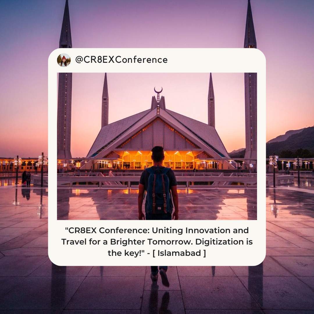 CR8EXConference's tweet photo. Join us at #CR8EXConference as we explore the future of TravelTech in Pakistan. Embrace innovation, network with industry leaders, and unlock new horizons in the world of travel and tourism. 🌍✈️ #TravelTech #Innovation #PakistanTourism #CR8EX2024 
@PtdcOfficial @TrulyPakistan https://t.co/WDTbsiImTk