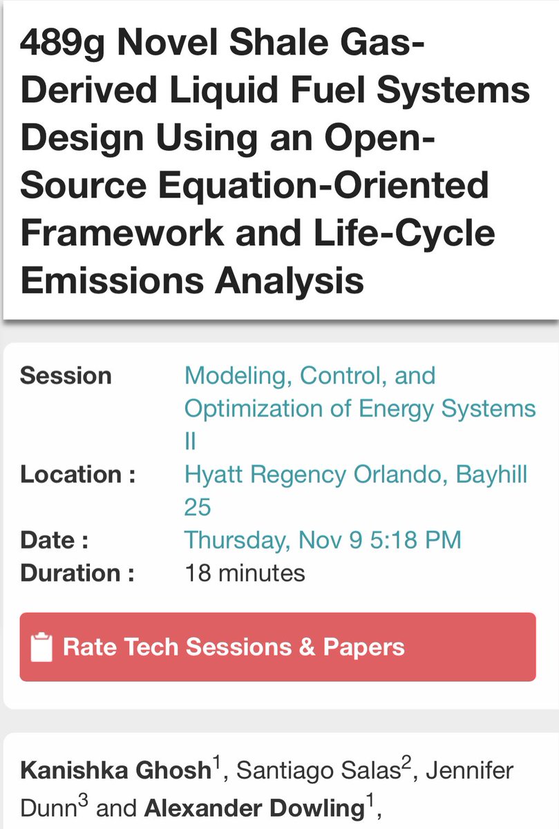 This evening, come see our work #decarbonizing #shale utilization using rigorous #optimization and #LifeCycleAnalysis with #IDAES-PSE and #Pyomo at #AIChE2023 #AIChEAnnual. ⁦@AIChECAST10⁩ ⁦@NDCBE⁩ ⁦@NotreDameEnergy⁩