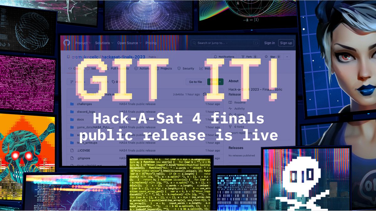 🧐Okay, so the truth is… practice is officially NOT over!
Now that we’ve released the source code for the #HAS4Finals you can practice all you want! Visit our learn page to see the Final teams’ tech papers, challenge solutions &amp; more! Hackasat.com/learn/

#HackASat4 🛰️