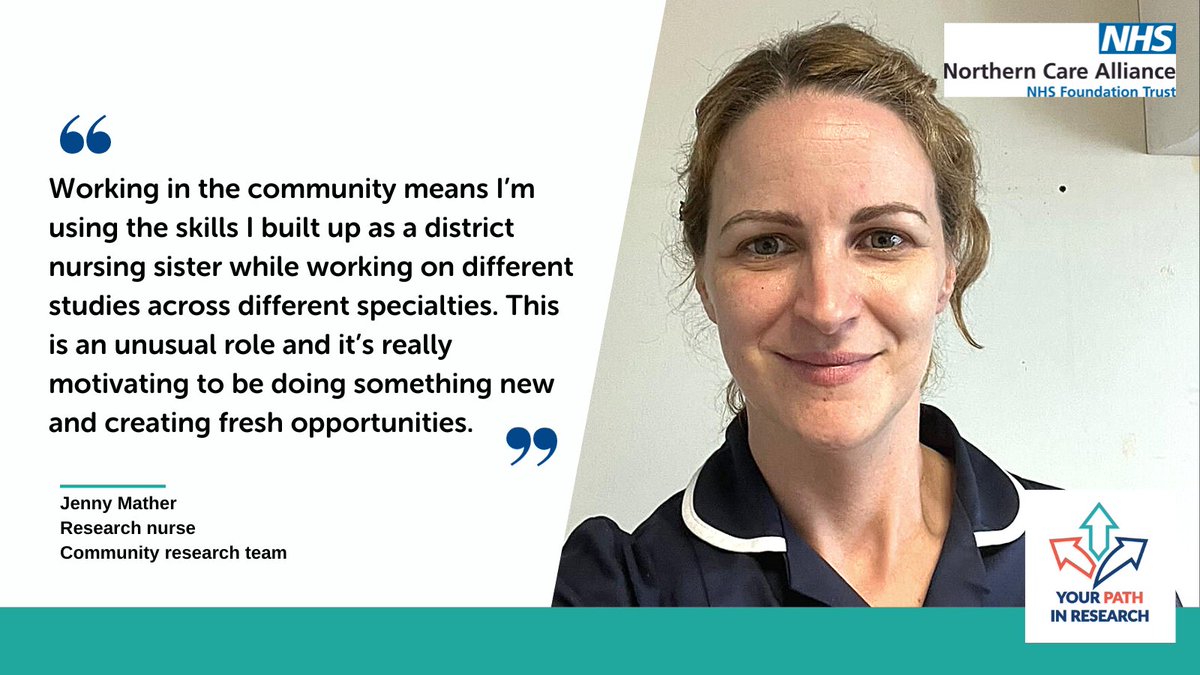 Proud that @ncalliance_nhs is the 1st in NW to have a community research team, enabling people to get involved in studies in their homes & community settings. Read more about the team & their career paths : ncaresearch.org.uk/news/leading-w… #YourPathInResearch #ShapeTheFuture