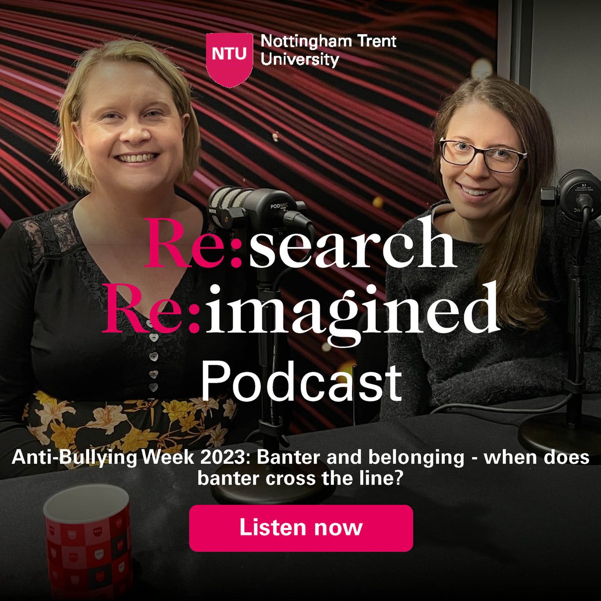 In the latest episode of the #ResearchReimagined podcast, we're joined by @sarah_buglass and @LorenAbell7, who discuss the power of banter to both unite and isolate, and the intricacies of social bonding in the university environment. Listen now 👉 ntu.ac.uk/research-podca…