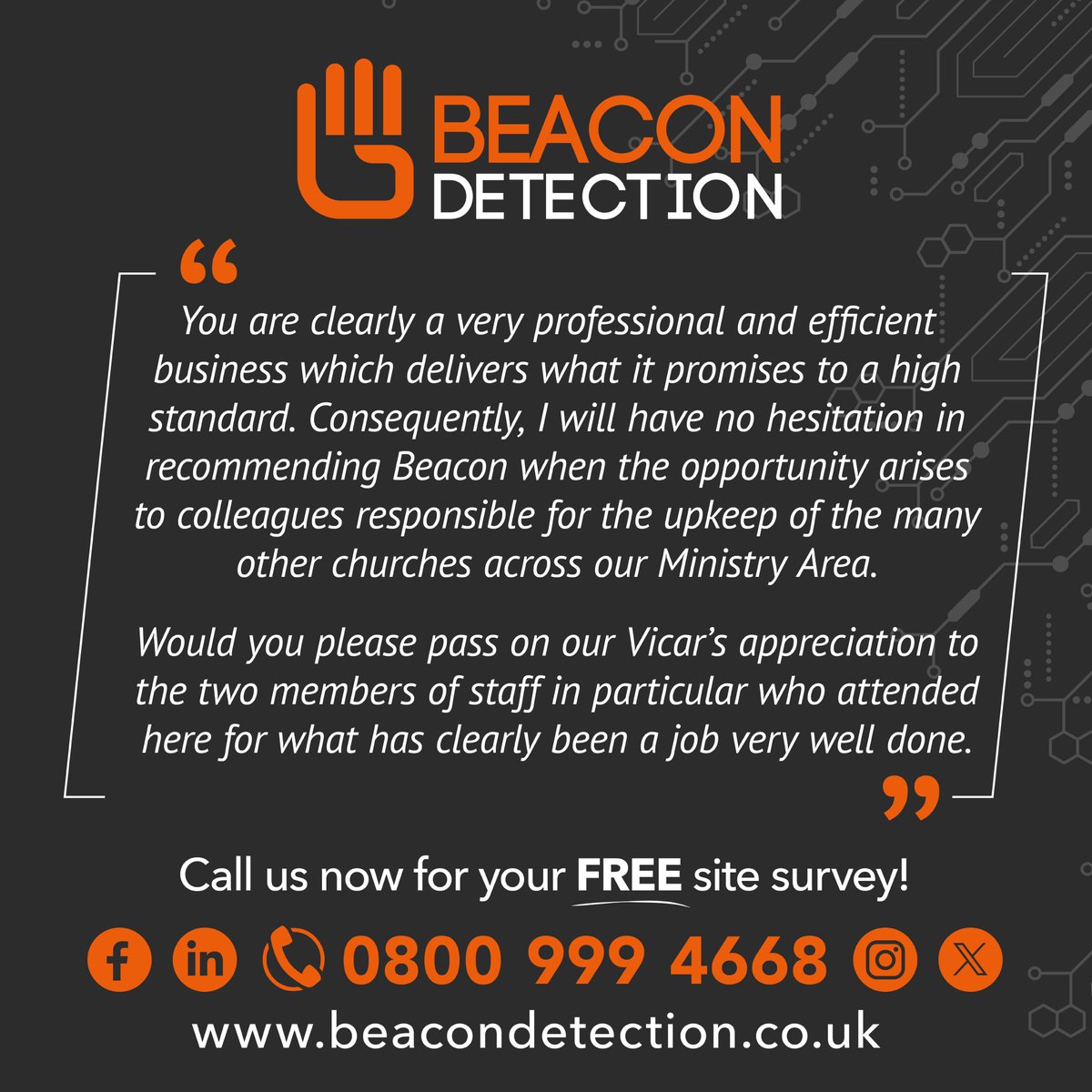 BeaconDetection's tweet image. &quot;Just a brief note to say how pleased we have been with the remedial work carried out by Beacon Detection recently to our fire alarm system at St Michael&apos;s Church.&quot;

#BeaconDetection #CCTV #Homesecurity #Fireandsafety #PowysBusiness #FiresafetyPowys #BusinessSecurityPowys