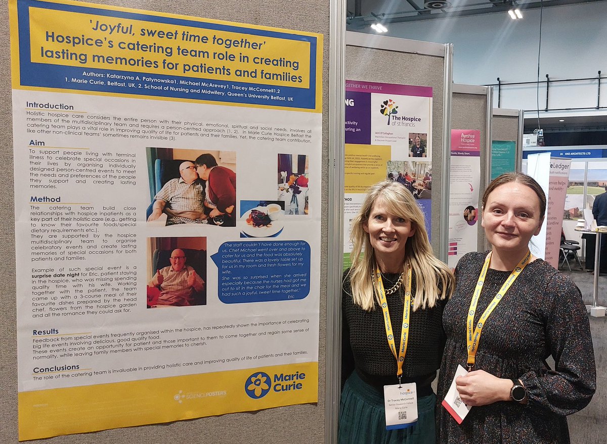Kasia Patynowska (@kpatynowska) on Twitter photo Super happy to present the poster at #HUKConf23 about great work of catering team and Chef Michael McArevey in MC Belfast Hospice.
Sadly, Michael couldn't be with us in Liverpool, but we'll proudly showcase this poster at our hospice! <a href="/DrTMcConnell/">Tracey McConnell</a> <a href="/MarieCurieNI/">Marie Curie NI</a> <a href="/MarieCurieEOLC/">Marie Curie EOLC</a> Super happy to present the poster at #HUKConf23 about great work of catering team and Chef Michael McArevey in MC Belfast Hospice.
Sadly, Michael couldn't be with us in Liverpool, but we'll proudly showcase this poster at our hospice! <a href="/DrTMcConnell/">Tracey McConnell</a> <a href="/MarieCurieNI/">Marie Curie NI</a> <a href="/MarieCurieEOLC/">Marie Curie EOLC</a>