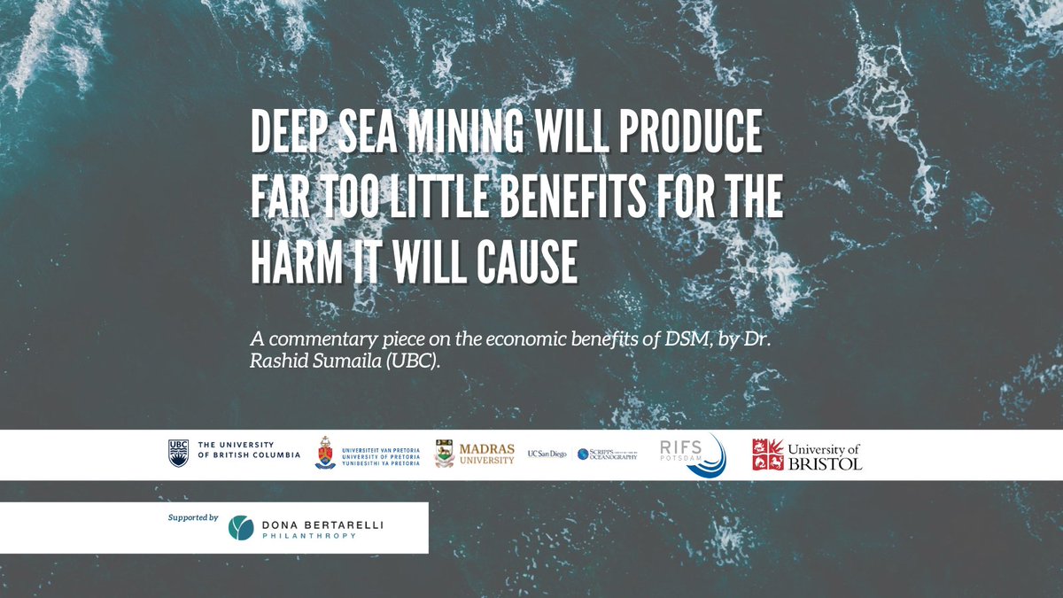 Who stands to benefit from #DeepSeaMining? @DrRashidSumaila and colleagues delve into the economic arguments in seabed mining. The commentary, featured in @NaturePortfolio, reveals that ecological harm outweighs short-term economic gains. nature.com/articles/s4418… #ISA28