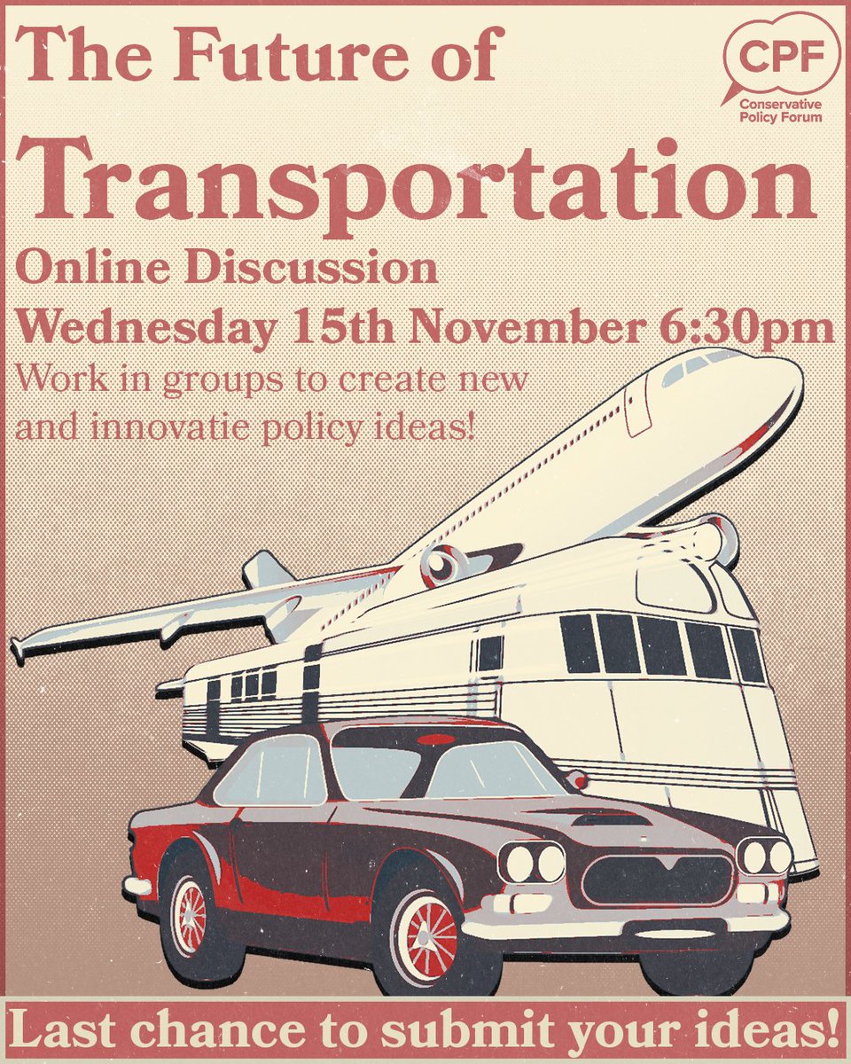 Conservative Policy Forum (@conservativepf) on Twitter photo Join us for our online discussion for the future of #Transportation a fantastic chance to workshop with like minded people on new policy innovations!
Link here:
conservativepolicyforum.com/event-details/β¦
.
.
.
<a href="/JohnPenroseNews/">John Penrose</a> <a href="/pennyanneod/">Penny-Anne O'Donnell</a> <a href="/FleurButler1/">Fleur</a> <a href="/ahmereenreza/">Ahmereen Reza OBE π¬π§</a> <a href="/NevaNovaky/">Neva Novaky</a> Join us for our online discussion for the future of #Transportation a fantastic chance to workshop with like minded people on new policy innovations!
Link here:
conservativepolicyforum.com/event-details/β¦
.
.
.
<a href="/JohnPenroseNews/">John Penrose</a> <a href="/pennyanneod/">Penny-Anne O'Donnell</a> <a href="/FleurButler1/">Fleur</a> <a href="/ahmereenreza/">Ahmereen Reza OBE π¬π§</a> <a href="/NevaNovaky/">Neva Novaky</a>
