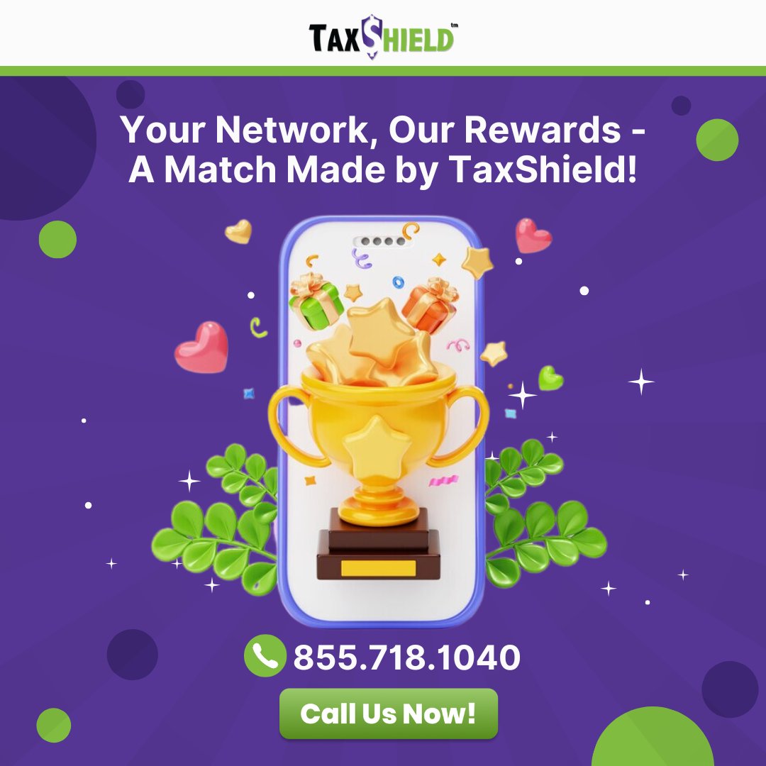 Your Network, Our Rewards - A Match Made by TaxShield! Amplify your client base with our financial backing for each referral. 

Call us now at 855.718.1040 to learn more about TaxShield Professional Tax Software! 

#taxshieldreferralprogram #taxsoftware #servicebureaus