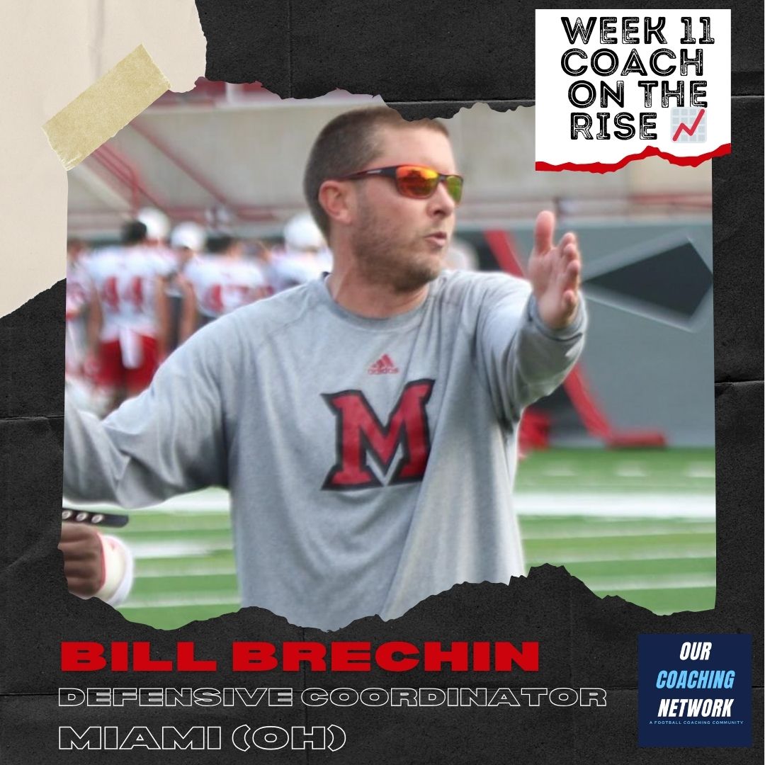 🏈Week 11 Coach on the Rise📈

Another strong defensive performance for <a href="/MiamiOHFootball/">Miami Football</a> in last night's 19-0 win vs Akron giving up just 212 yards &amp; getting 6 sacks &amp; 2 INTs👏

They're now 17th in FBS in Points/Game (2nd in the MAC) &amp; lead the MAC in sacks✍️

<a href="/CoachBrechin/">Bill Brechin</a> 📈