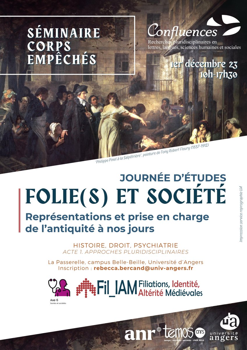 Centre Jean Bodin (@angerscjb) on Twitter photo Le 1er décembre 2023, ne ratez pas la journée d'études "Folie(s) et Société - Représentations et prise en charge de l'antiquité à nos jours" à La Passerelle (<a href="/UnivAngers/">Université d'Angers</a>). Retrouvez plus d'infos sur le site du projet <a href="/FiliamAnr/">Fil_IAM - projet ANR JCJC</a> : filiam.hypotheses.org Le 1er décembre 2023, ne ratez pas la journée d'études "Folie(s) et Société - Représentations et prise en charge de l'antiquité à nos jours" à La Passerelle (<a href="/UnivAngers/">Université d'Angers</a>). Retrouvez plus d'infos sur le site du projet <a href="/FiliamAnr/">Fil_IAM - projet ANR JCJC</a> : filiam.hypotheses.org