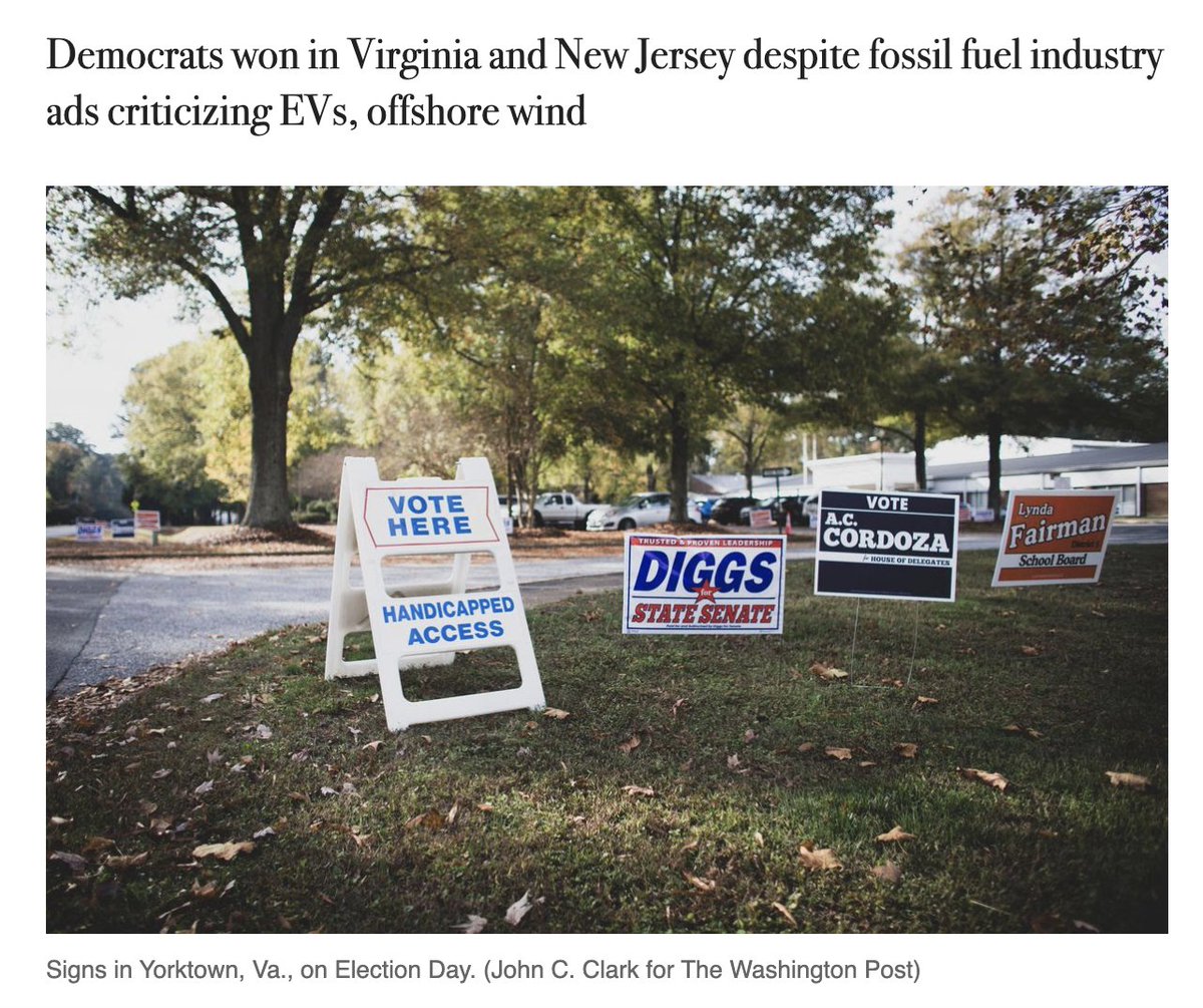 “From spreading Big Oil-backed conspiracy theories about offshore wind to hysteria about car bans, Republicans put money behind...anti-clean energy messages because they were willing to bet it was going to help them win elections.' 'IT DIDN'T” —@clpolizzi washingtonpost.com/politics/2023/…