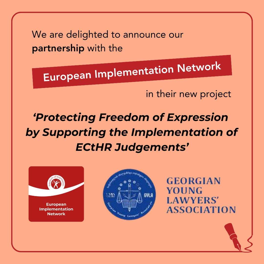 New partnership with @EI_Network for ‘Protectinion #FreedomofExpression by Supporting the #Implementation of #ECtHR Judgements’ in #CoE Member States.Our statement: gyla.ge/ge/post/gyla-a… About the project: einnetwork.org/protecting-fre… STAY TUNED! #FoE #mediafreedom #projekforchange