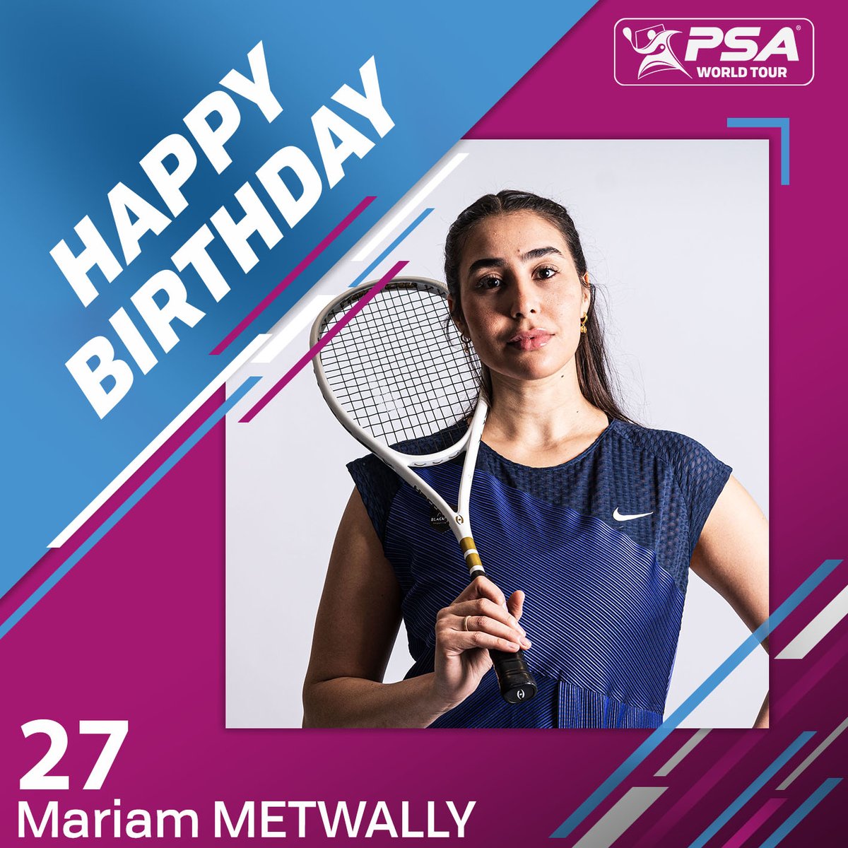 PSA Squash Tour (@psasquashtour) on Twitter photo We're wishing a #HappyBirthday to Egypt's <a href="/mariam_metwally/">Mariam Metwally</a> ๐ฅณ
The World No.36 turns 27 today ๐ We're wishing a #HappyBirthday to Egypt's <a href="/mariam_metwally/">Mariam Metwally</a> ๐ฅณ
The World No.36 turns 27 today ๐