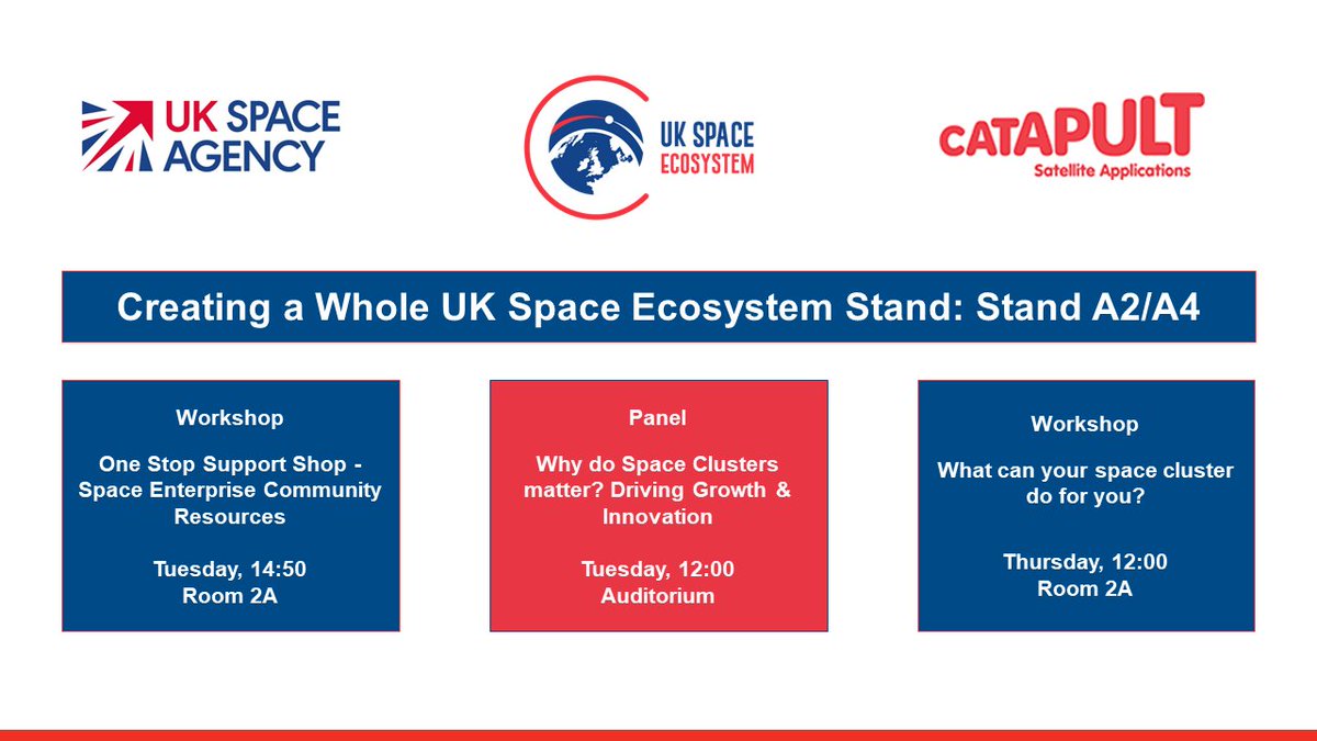 anulikesstars's tweet image. Want to find out more about the #SpaceEcosystem and #SpaceClusters in the UK? Come along to the UK Space Ecosystem&apos;s series of events and our stand at the @ukspaceconf in Belfast in less than 2 weeks time!

Powered by @SatAppsCatapult and @spacegovuk