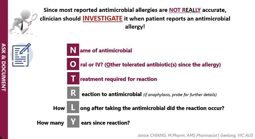85% of reported antimicrobial allergy labels are inaccurate. Allergy labels negatively impact on antimicrobial prescribing, resistance, patient outcome, length of stay and healthcare cost. #AMR #AMS #AAW2023 #WAAW2023  #Penicillinallergy #AMSCCS