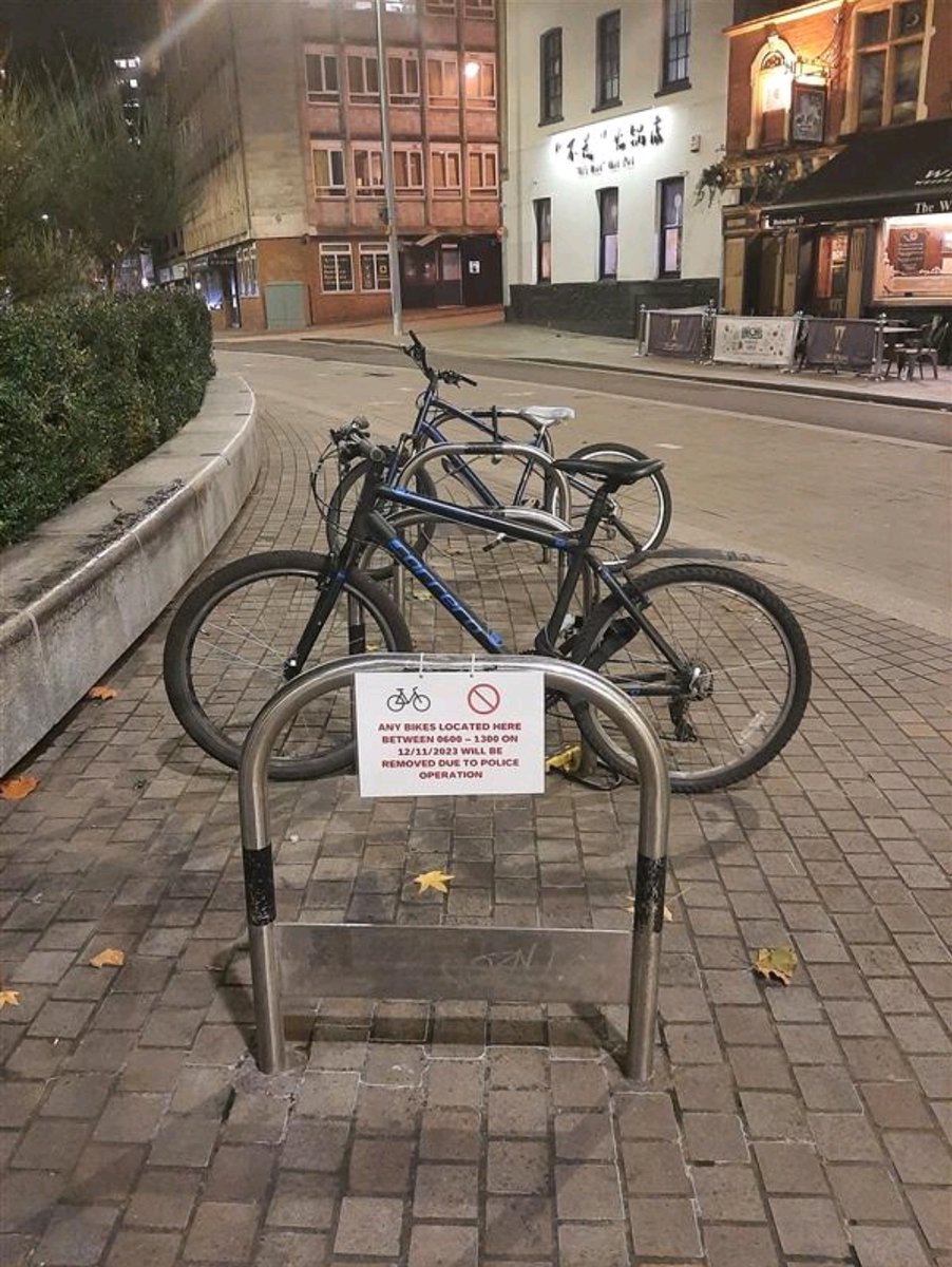 Spread the word please #Bristol people due to the events around the centre this weekend please don't leave your #cycles locked in the areas between College Green and St Augustines Parade, you should also see these posters attached to rails
