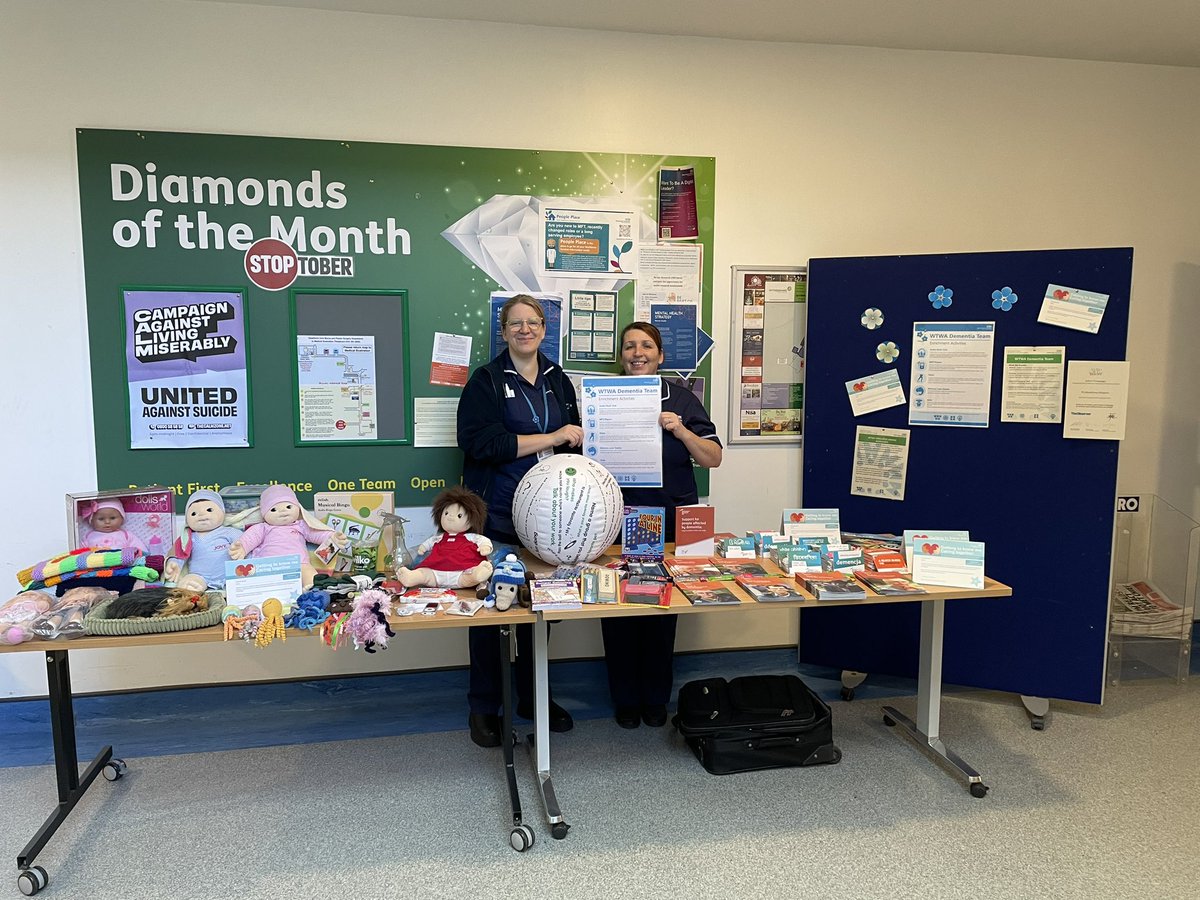 Today at Comfort Kitchen @WythenshaweHosp 💙 @WTWADementia are showcasing their new dolls, alongside all of the meaningful activities that are available for patients who are living with Dementia. 💙 There are also lots of other resources available to look at. 💙 10am-1pm.