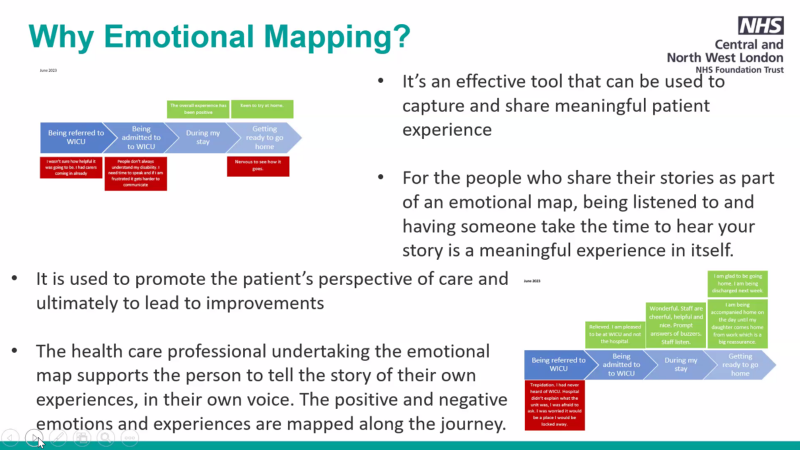 CNWLImprovement's tweet photo. WICU Team @cnwlnhs sharing their learning from #icollab improvement project on improving communication at handover. The team used Emotional Mapping to map the patient experience of their pathway. Reflecting on the power of this simple tool. https://t.co/2ewC4139E3