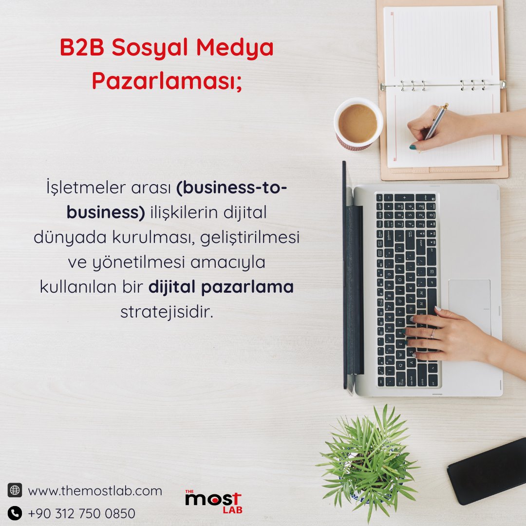 themostlab's tweet photo. 📈💼 B2B Sosyal Medya Pazarlaması, işletmelerin diğer işletmelere ürün ve  hizmetlerini tanıtarak iş bağlantıları oluşturarak ve iş yaparak sosyal medya stratejileri geliştirdiği bir dijital pazarlama  yaklaşımıdır.  #B2B    #İşDünyası  #İşletmeİletişimi https://t.co/NkShvC0C3u