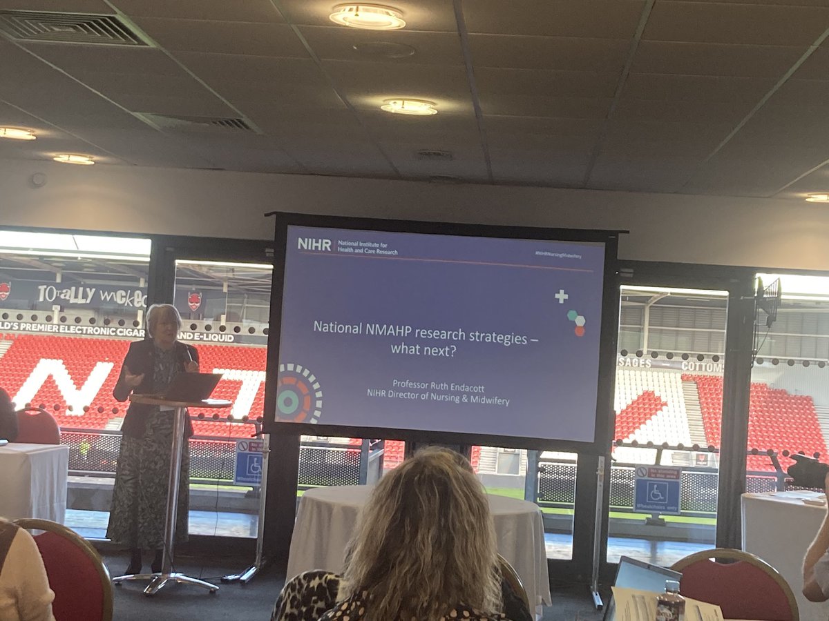 The research vision from the DHSC/NIHR & NHSE. Professor Ruth Endacott opening address at the NW NMAHP research meeting #researchiseverybodysbusiness @PhD_Midwife @jo_lavery @WUTHresearch @NIHRcommunity