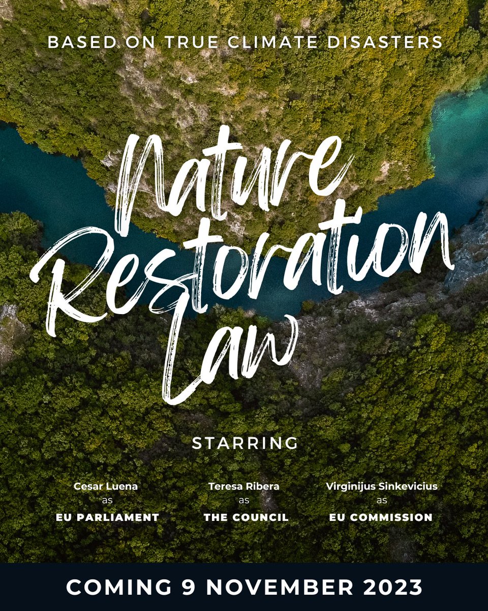 🎬 Today's the day! The blockbuster movie is coming out: the final deal on the law to #RestoreNature. It's the last chance of the @Europarl_EN, @EUCouncil, and @EU_Commission to set the law on the right track and ensure it can successfully tackle the devastating impacts of…