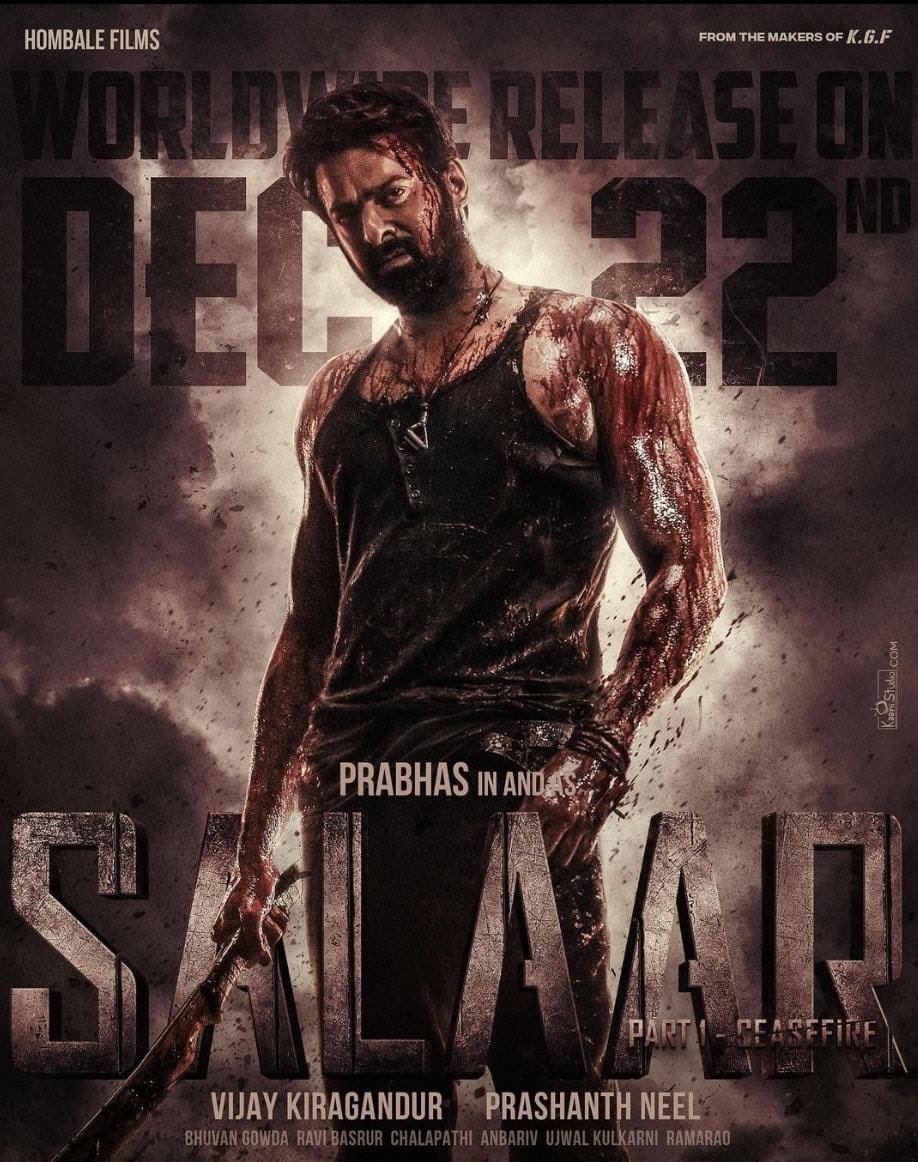 TRAILER ON 1 DEC… #Salaar    arrives in cinemas on 22 Dec 2023 #Christmas2023… Get ready for #SalaarTrailer.
#Prabhas    #PrithvirajSukumaran #PrashanthNeel #VijayKiragandur