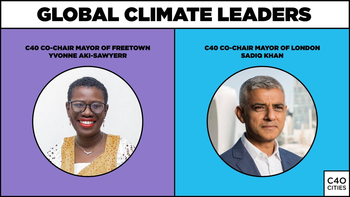 We are thrilled to announce that for the first time, C40 will be led by co-chairs, reflecting our commitment to global representation &amp; accelerated climate action in cities.

Join us in welcoming Chair <a href="/MayorofLondon/">Mayor of London, Sadiq Khan</a> &amp; Chair <a href="/yakisawyerr/">Yvonne Aki-Sawyerr OBE</a>. c40.org/news/c40-annou… 

#UnitedInAction