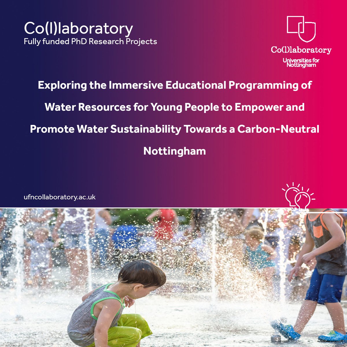 Are you passionate about #sustainable water use?  

Our project will investigate the attitudes of young people in #Nottingham towards water usage, in support of Nottingham's 2028 #Carbon Neutral Action Plan.  

🔗ufncollaboratory.ac.uk/immersive-educ… <a href="/FHowardNG/">Dr Frances Howard</a> <a href="/ruegomes/">Rachel Louise Gomes MBE</a> <a href="/UoNArchitecture/">Architecture & Built Environment Uni of Nottingham</a>