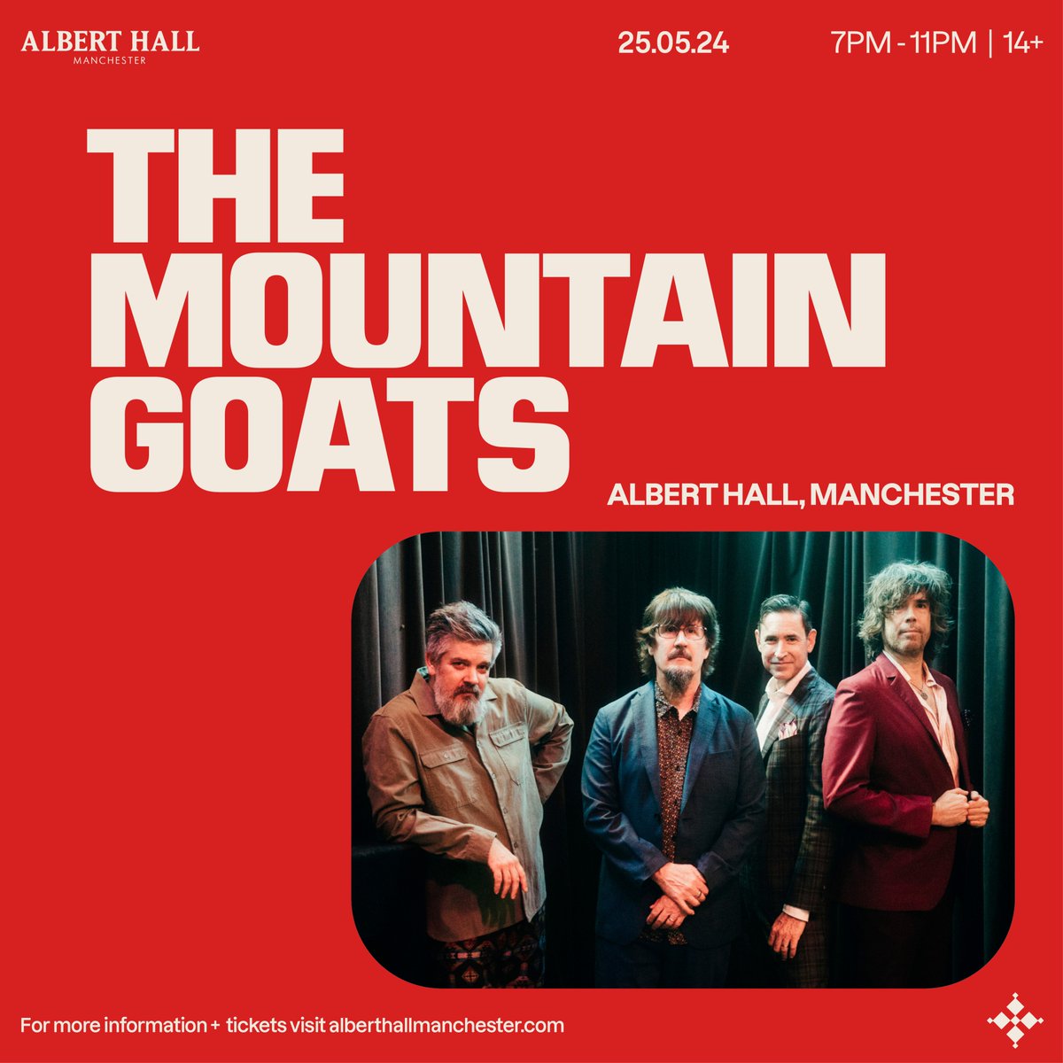 ON SALE NOW: On the 25th of May next year, the @mountain_goats are making a very welcome return to our stage, equipped with their incredible new, genre-meddling album Jenny from Thebes! Tickets: tinyurl.com/5svzhnyb