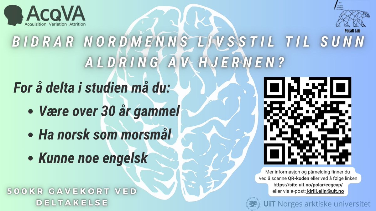 Our new exciting project on Multilingualism, Lifestyle, and Ageing 🧠! Check it out and sign up here: site.uit.no/polar/research… .
If interested, we hope to see you in our Lab in Tromsø, Norway 🇳🇴🗻!
Please, share!