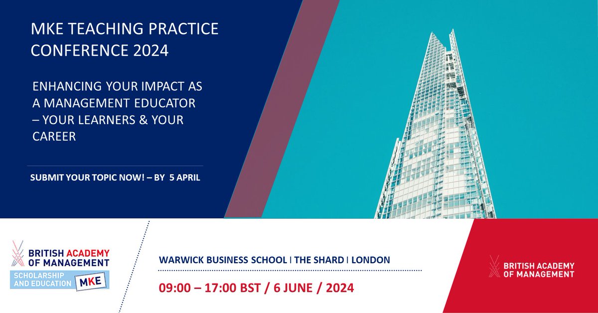 We are pleased to confirm that submissions are open for our MKE Teaching Practice Conference. You can submit a 400-word market place topic which describes the context of your practice, the impact and areas for discussion. Deadline to submit is 5th April lnkd.in/eMSJMzFX