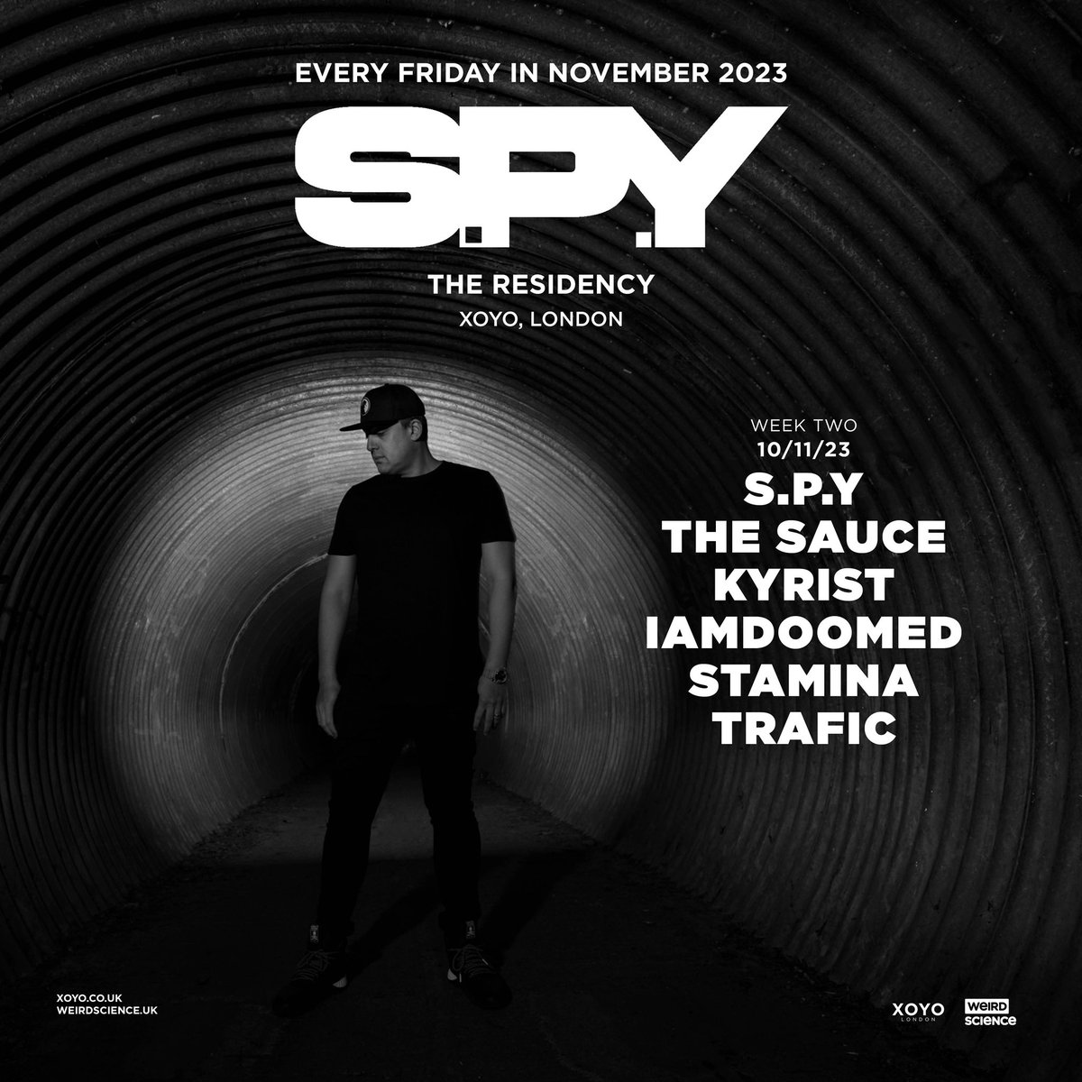 S.P.Y (@spydnb) on Twitter photo Bring on round two of my residency this Friday at XOYO. Really looking forward to getting behind the decks with this crew!
<a href="/Thesaucednb/">The Sauce Recordings</a> <a href="/Kyrist_/">Kyrist</a> @iamdoomed_dorian <a href="/StaminaMC/">Stamina MC</a> <a href="/McTrafic/">Trafic MC</a> <a href="/XOYO_London/">XOYO</a> <a href="/weirdscience/">Chris parody Cartwright</a> Bring on round two of my residency this Friday at XOYO. Really looking forward to getting behind the decks with this crew!
<a href="/Thesaucednb/">The Sauce Recordings</a> <a href="/Kyrist_/">Kyrist</a> @iamdoomed_dorian <a href="/StaminaMC/">Stamina MC</a> <a href="/McTrafic/">Trafic MC</a> <a href="/XOYO_London/">XOYO</a> <a href="/weirdscience/">Chris parody Cartwright</a>
