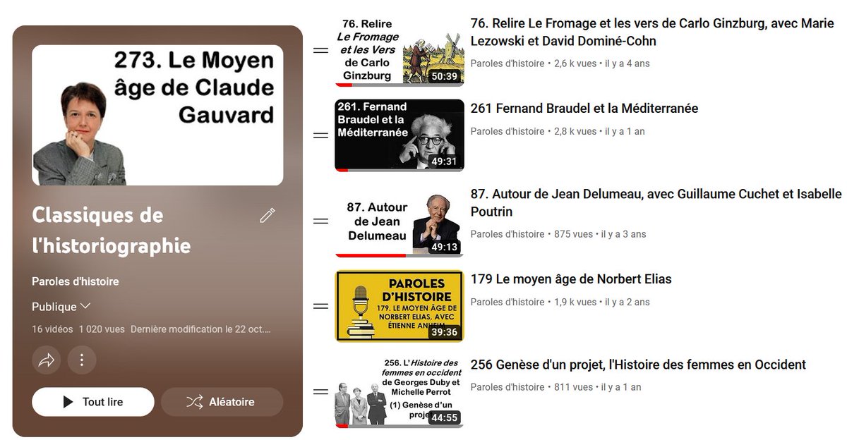 Après Pirenne, Perrot, Braudel ou Ginzburg, retrouvez une grande figure de l'historiographie lundi prochain (13/11) dans le podcast: on rendra hommage à Natalie Zemon Davis en compagnie de @Carocallard Des épisodes à retrouver sur la playlist 'classiques' youtube.com/playlist?list=…