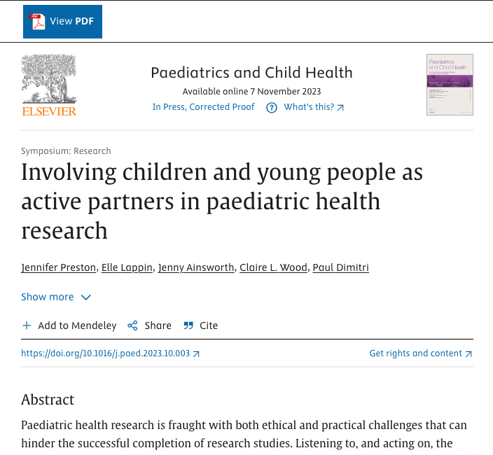 Read our latest published short review authors.elsevier.com/a/1i2sy6EIwSsE… about the importance of involving children and young people as active partners in health research, co-authored with Elle a young member of @LiverpoolGenR1 @GenrYPAGs @CRFalderhey @NIHRCypMedTech @sammy_ainsworth