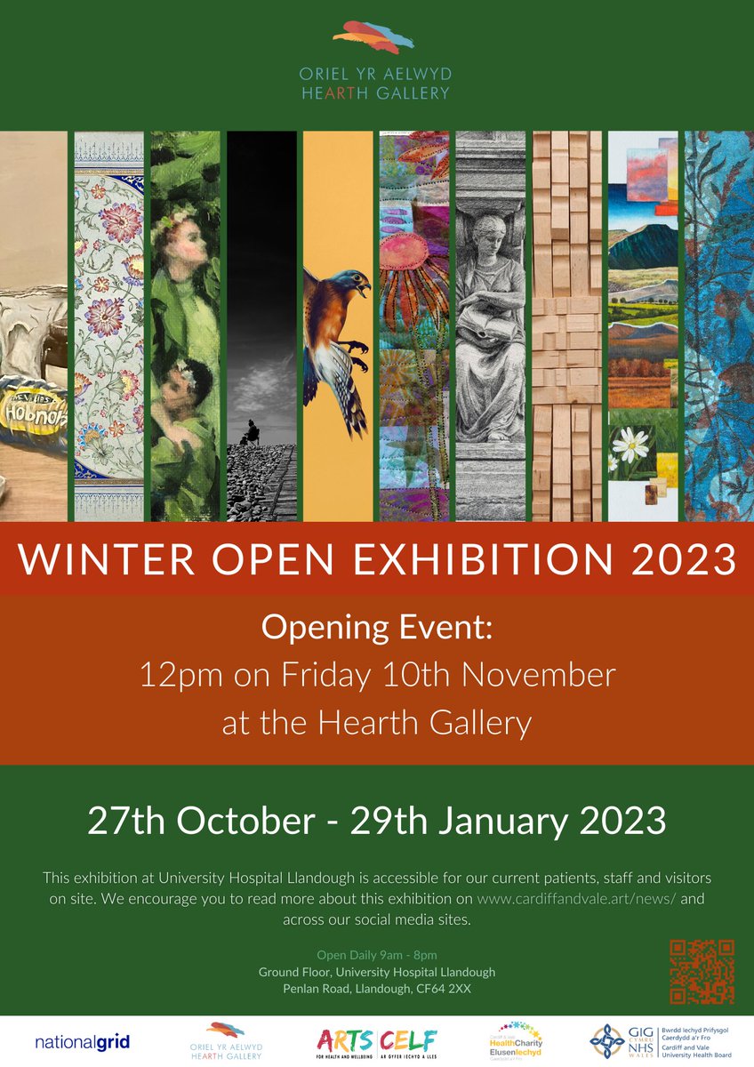We invite vou to join us tomorrow, 12pm at the Hearth Gallery for the opening event of this year’s Winter Open Exhibition. This year’s show is bigger than ever before with 44 artists exhibiting their fantastic work. To read more, please visit: cardiffandvale.art/2023/11/03/win…