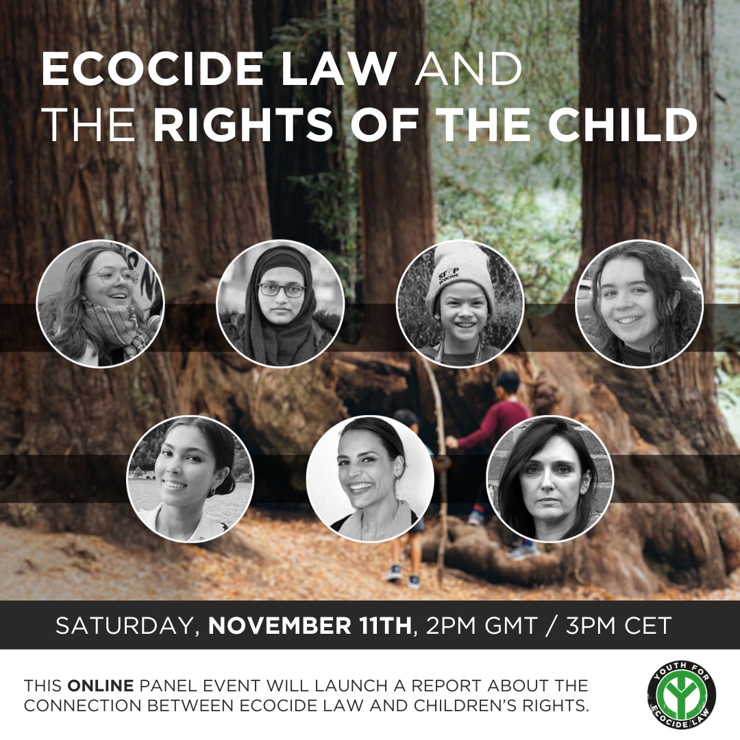 📅 Don't miss the launch of this important new @EcocideLawYouth report exploring the positive impact that an international crime of #ecocide could play in protecting #RightsOfTheChild across the globe. Register for free: stopecocide.earth/events/ecocide…… #StopEcocide